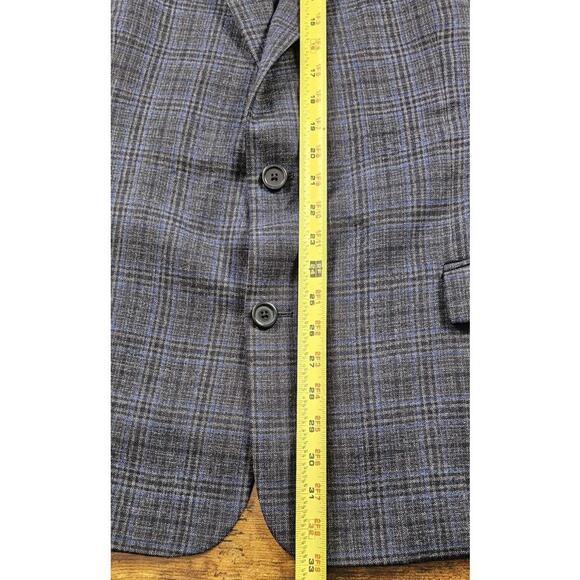 Oak Hill Blue Gray Windowpane Plaid Sport Coat Jacket 2 Pockets Men's 2XL - Picture 9 of 12